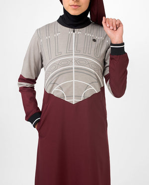 Super Cool Casual Maroon Abaya Jilbab With Chest Print S 54 Maroon