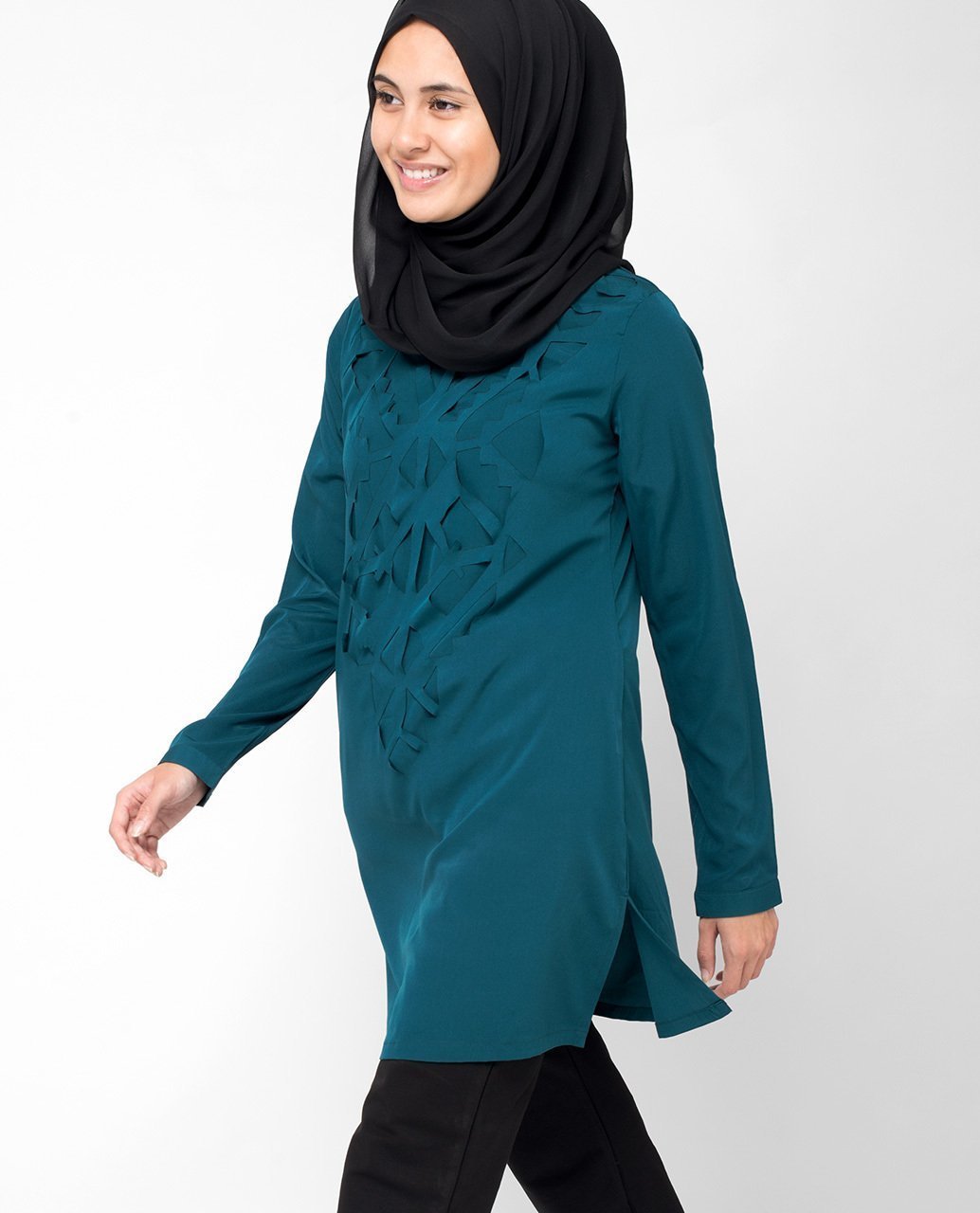 Teal Cut-Out Top Slim 