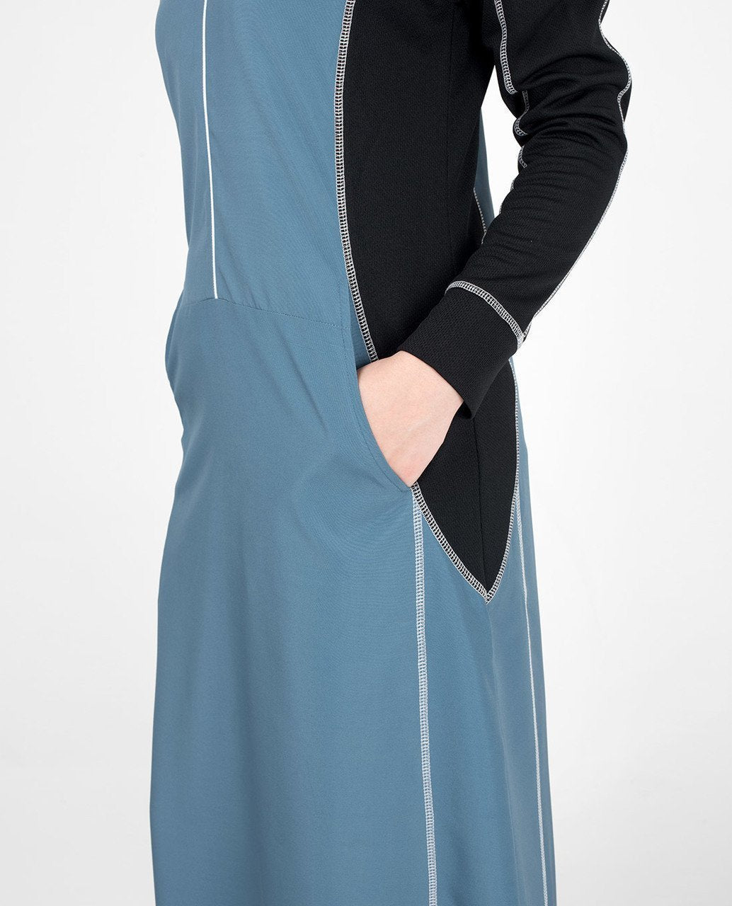 Top Stitch Detachable Hooded Abaya & Jilbab S 54 Blue