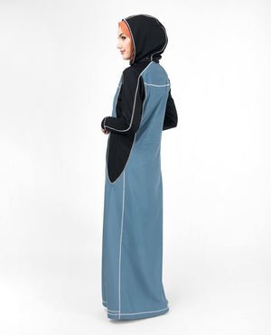 Top Stitch Detachable Hooded Abaya & Jilbab S 54 Blue