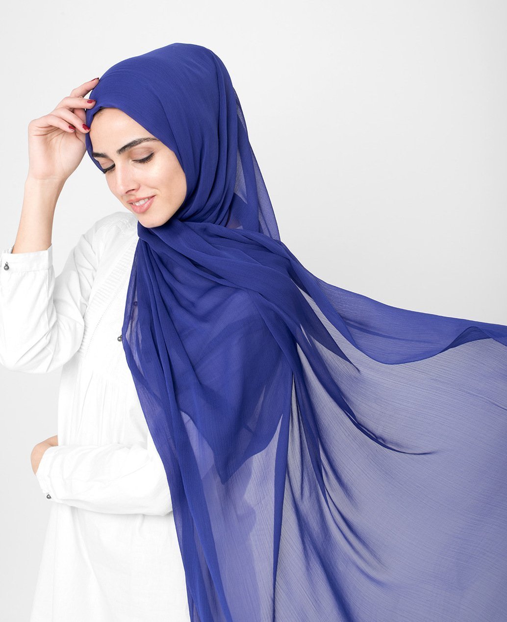 Royal blue hot sale chiffon scarf