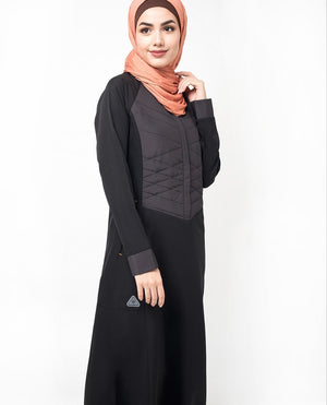 Unique Quilted Button Front Black Abaya Jilbab S 54 Black