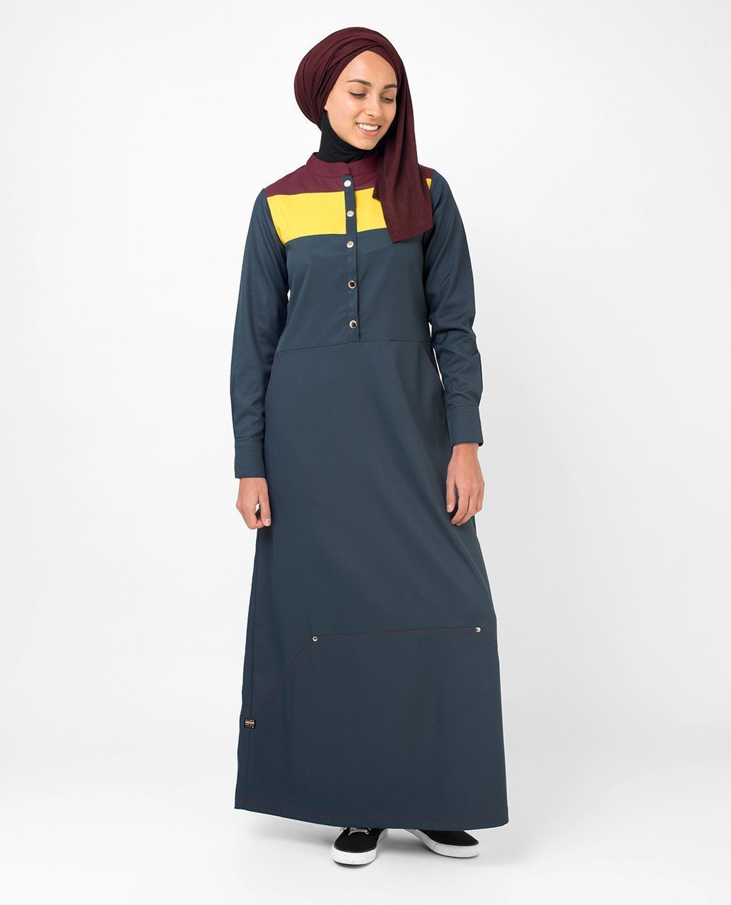 Yellow & Red Color Blocking Abaya & Jilbab S 54 Navy